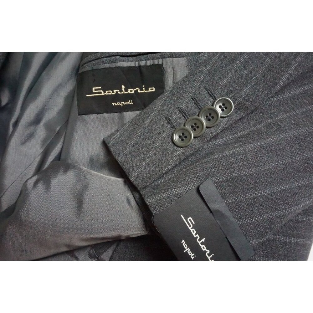 Sartorio Napoli Gray Striped S140s Wool 2 Pc Suit Jacket Pants 40R BRAND NEW